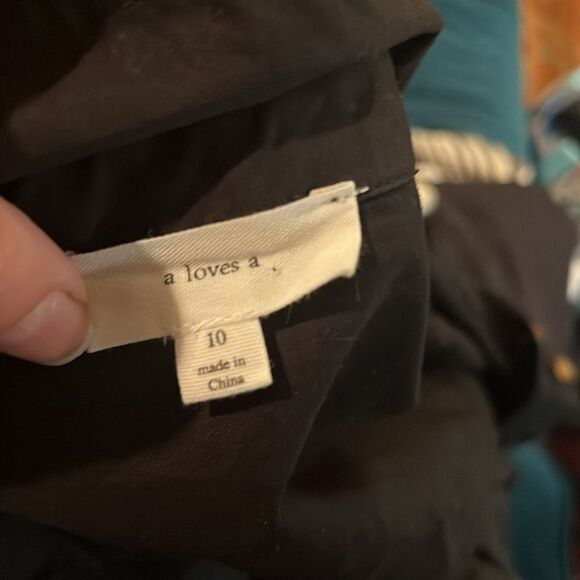 A Loves A Black Puff Sleeve Belted Button Down Midi Dress, size 10 - Picture 7 of 9